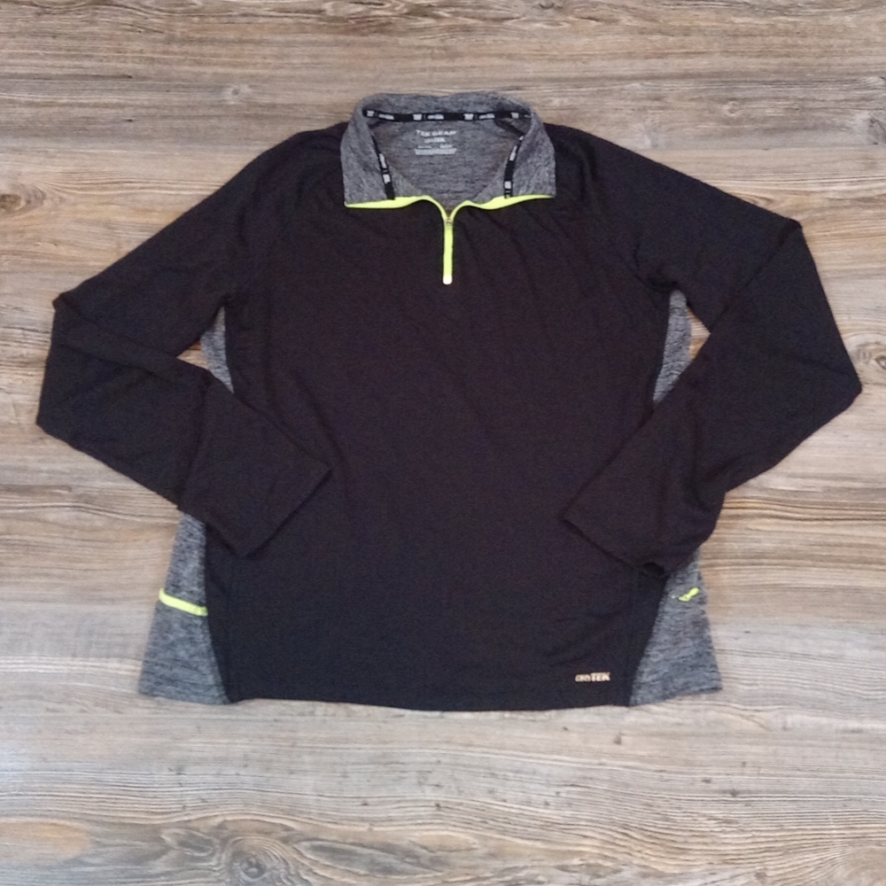 Long Sleeve Quarter Zip Athletic Dry Tek T Shirt Top - Picture 1 of 12